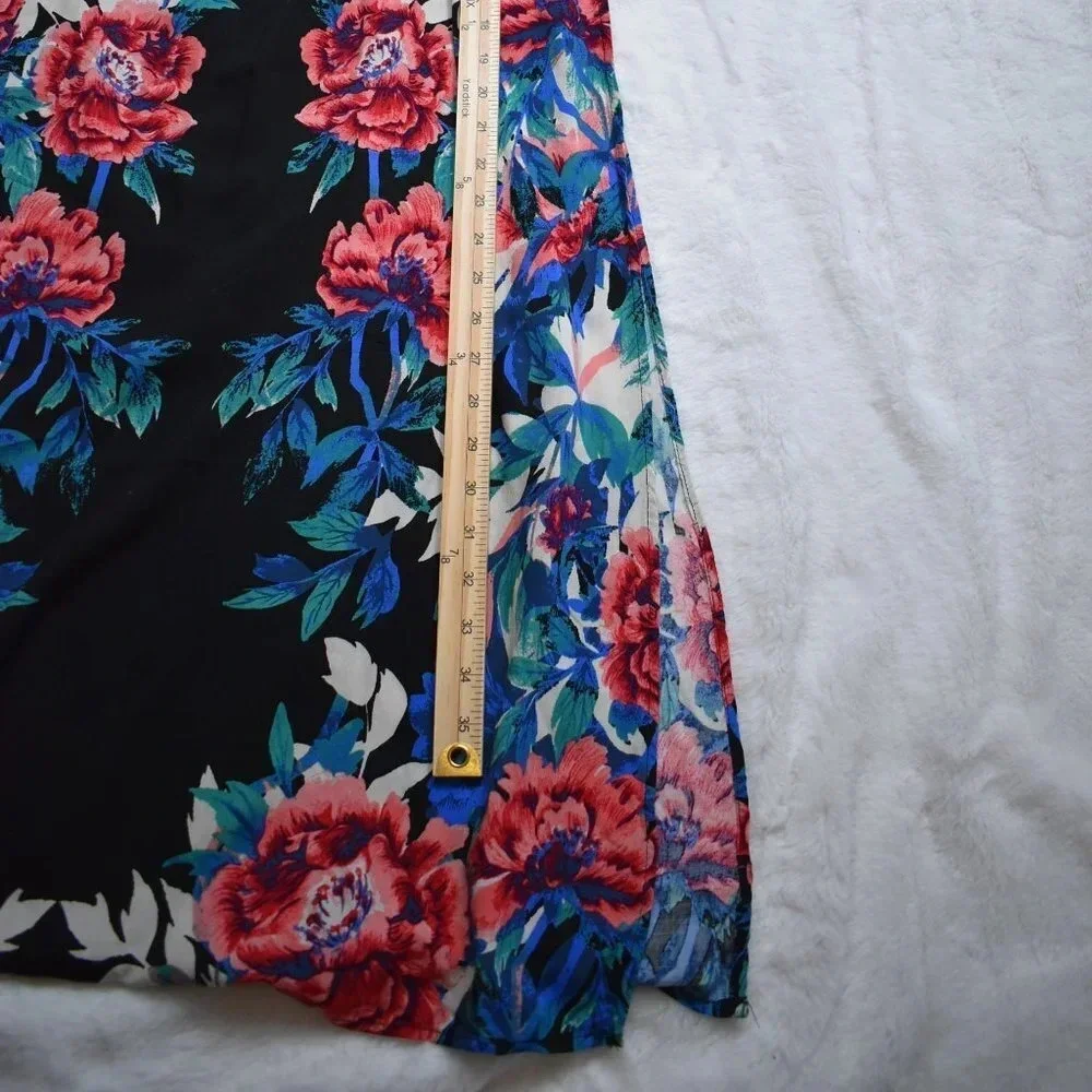 Hawaiian Floral Maxi Dress Sz S Tasseled Tropical Boho Cruisewear Beach Travel - Picture 15 of 16